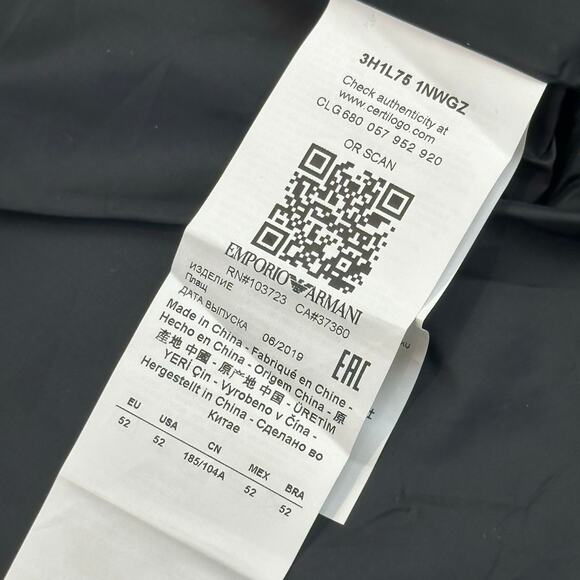 Emporio Armani The Matrix Zip-out Hood Jacket Size 52 NWT - Picture 9 of 9